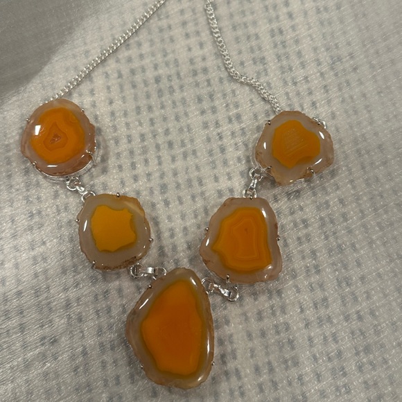Jewelry - Elegant Orange Sterling Silver Necklace